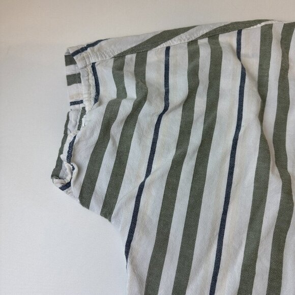 Time and Tru Shirt Womens 2XL White Green Striped Button Tie Front Short Sleeve - Picture 4 of 10